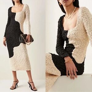 Mara Hoffman The Amy Popcorn Bodycon Midi Dress Stretchy Black And White Size XS